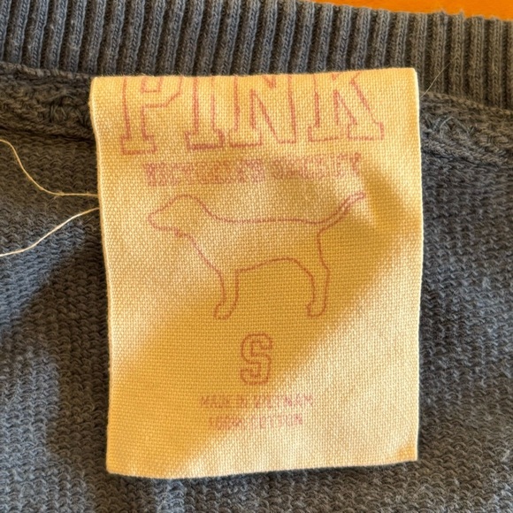 Victoria’s Secret Pink small blue green 86 logo crop blue lifeguard sweatshirt - Picture 5 of 9